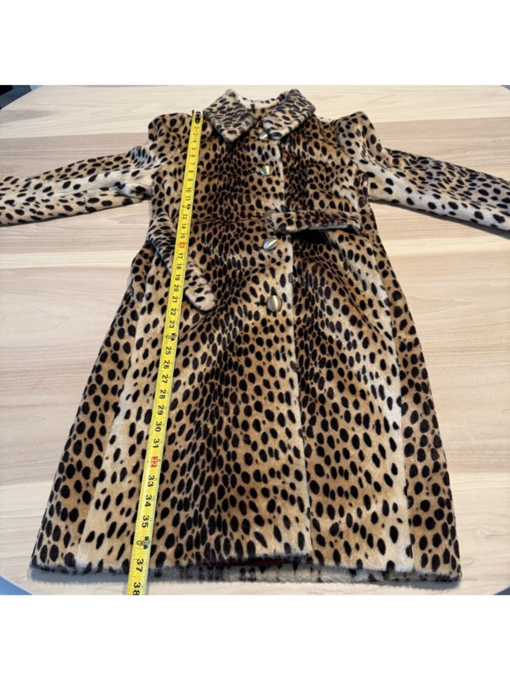 Fur Method Vintage Animal Print Long Sleeve Belted Coat Women's Size Medium - Picture 6 of 6